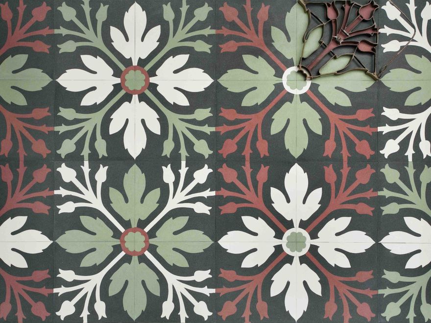 FLORES nero America - rosso pra - bianco avorio - verde antico